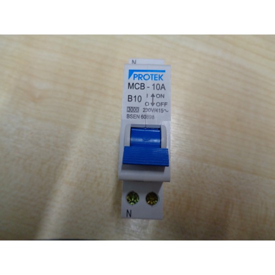 MCBs PROTEK B10 10amp single pole Neutral MCB Caravan Motorhome SC122T1