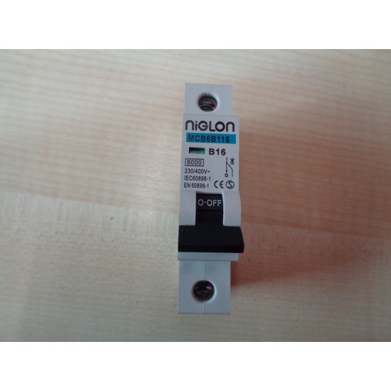 MCBs NiGLON MCB6B116 B16 16amp Single Pole MCB Caravan Motorhome SC122U2