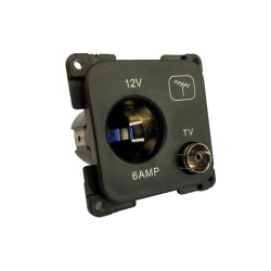 C-Line 12v volt TV socket PO252 Dark Grey Caravan Motorhome SC120B10