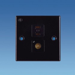 Black TV & 12v Volt Socket PO349 Caravan Motorhome sc120B23