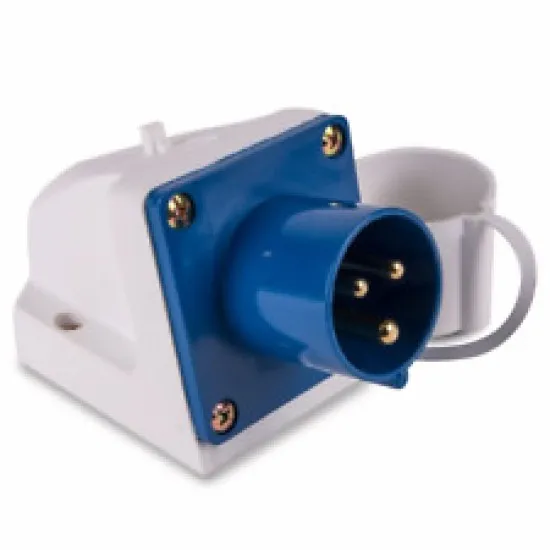 Mains Angled Inlet 2 pin + Earth 220 240v ac 16amp