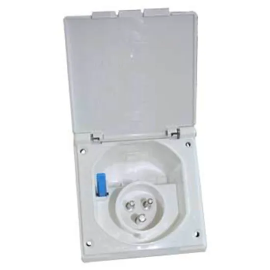 Flush fitting Mains Inlet 240v White square